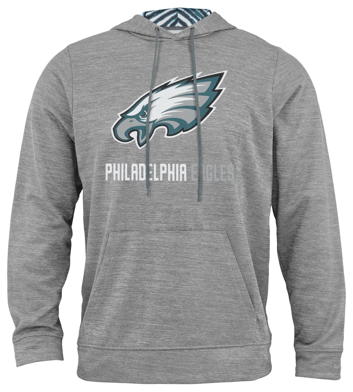 Zubaz NFL Philadelphia Eagles Men's Gray Team Name and Logo Zebra Hoodie