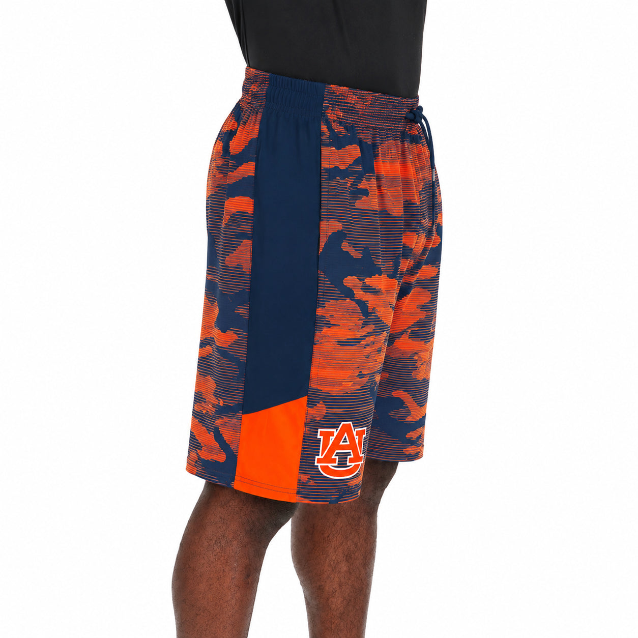 Zubaz NCAA Men's 9inch Primary Camo Line Shorts, Auburn Tigers