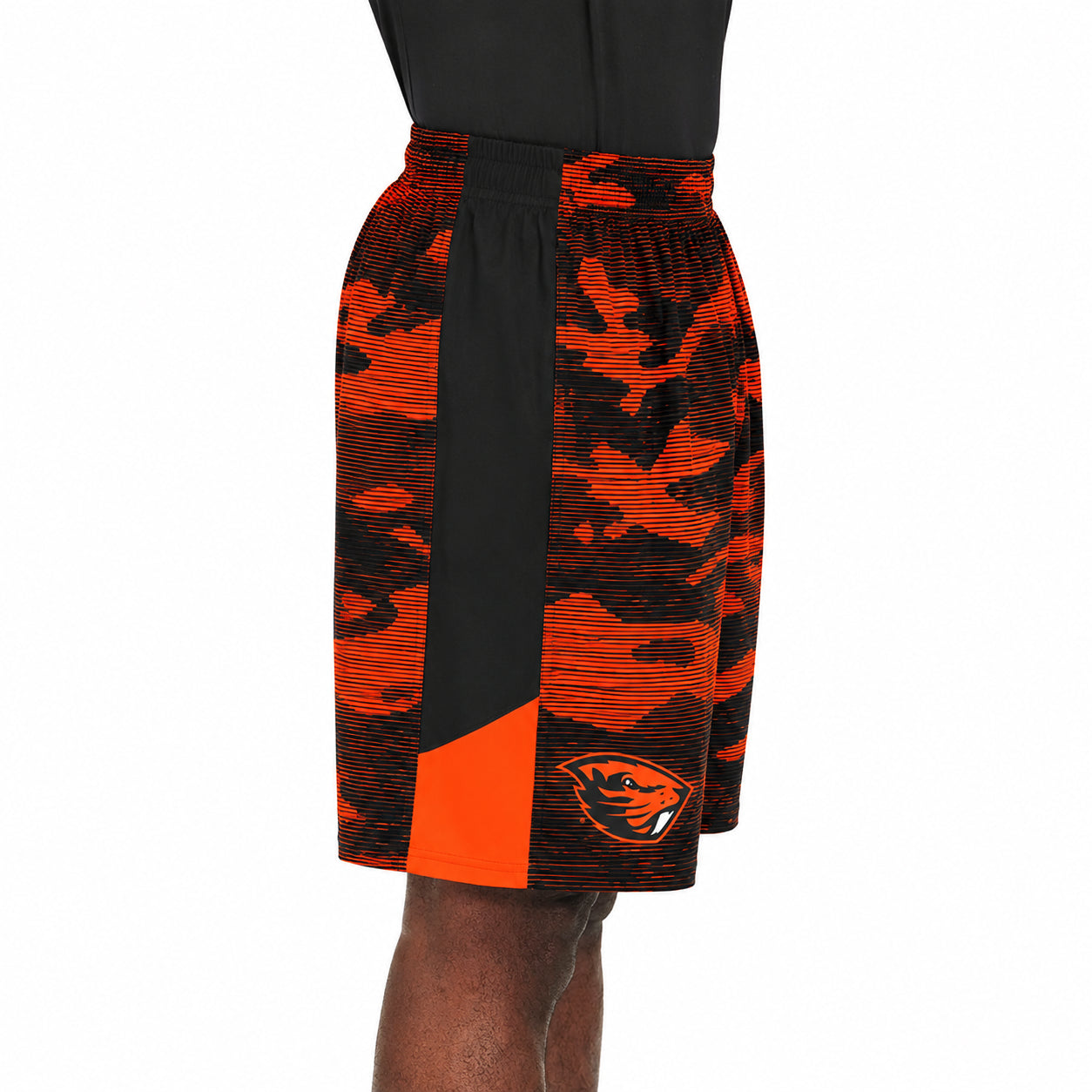 Zubaz NCAA Men's 9inch Primary Camo Line Shorts, Oregon State Beavers