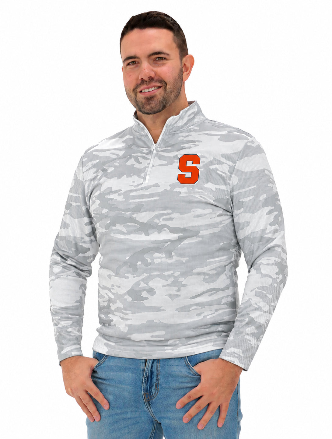 Zubaz NCAA Syracuse Orange Men's Tonal Camo Lines 1/4-Zip