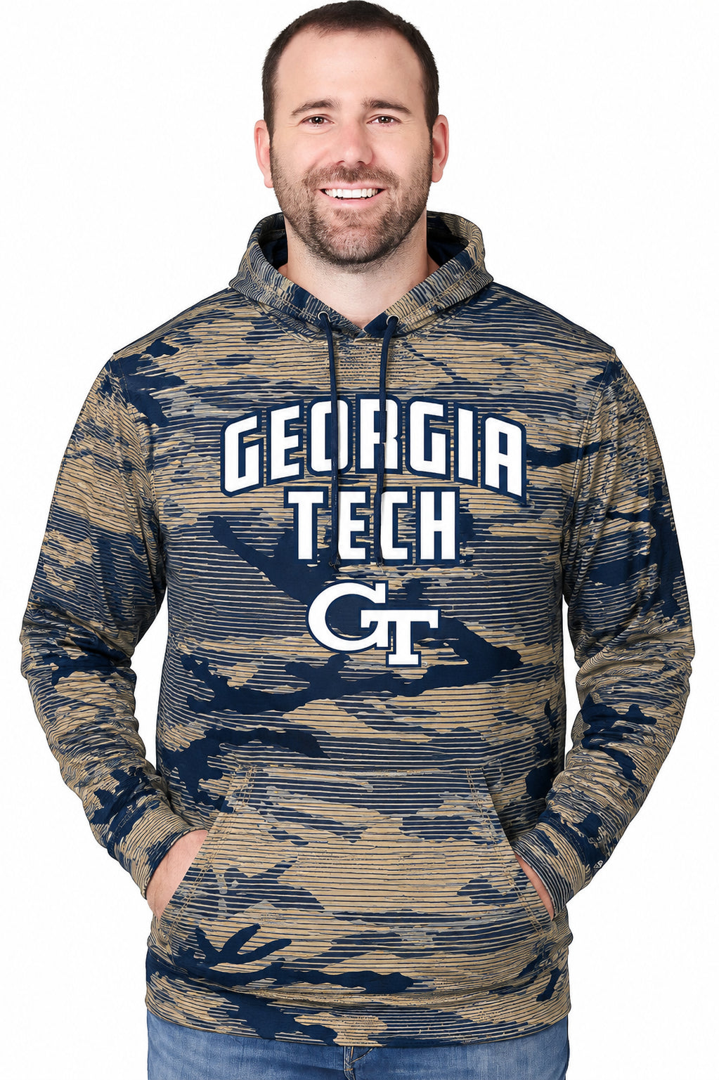 Zubaz NCAA Georgia Tech Yellow Jackets Men's Arch All-Over Camo Hoodie