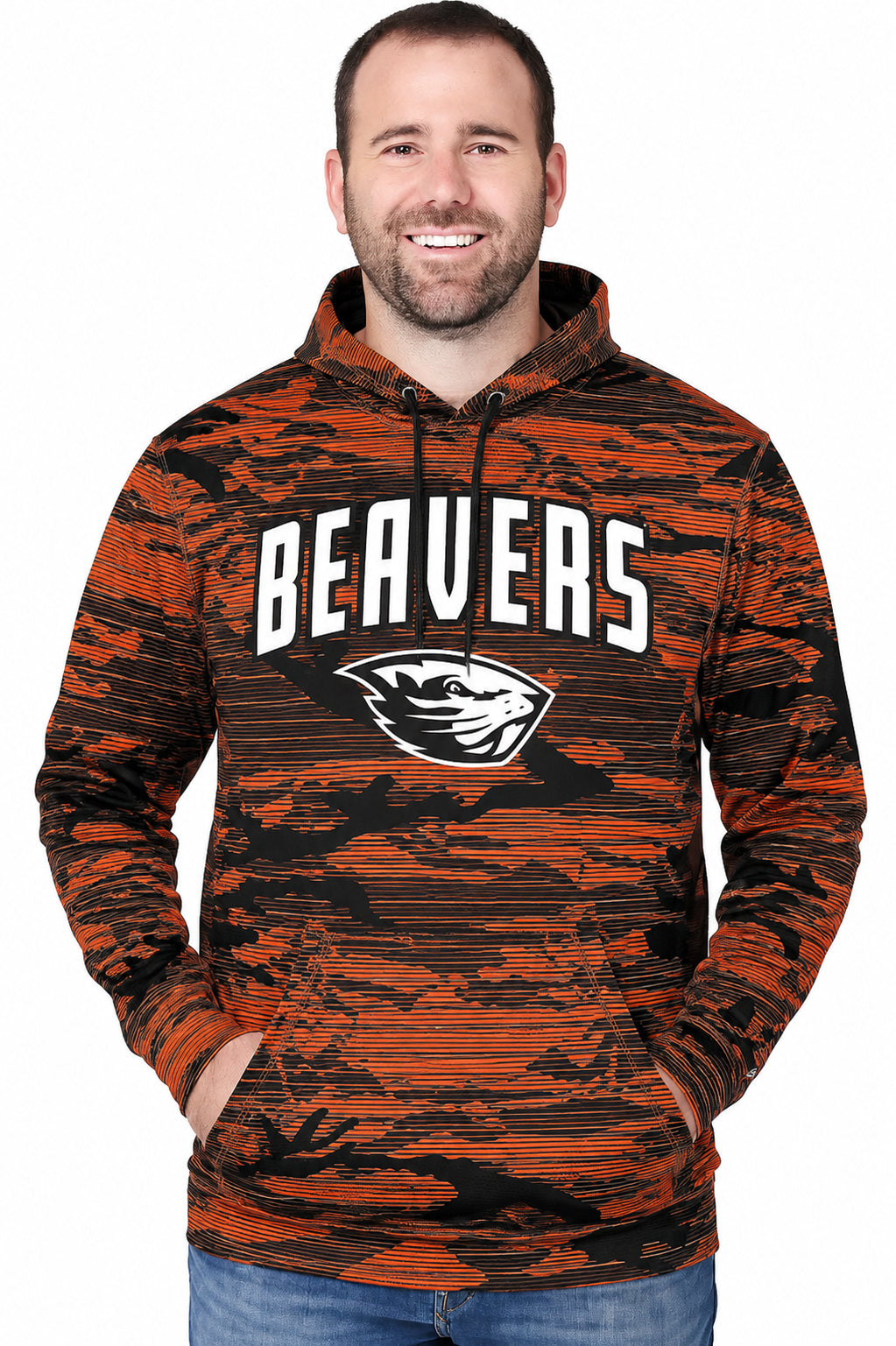 Zubaz NCAA Oregon State Beavers Men's Arch All-Over Camo Hoodie