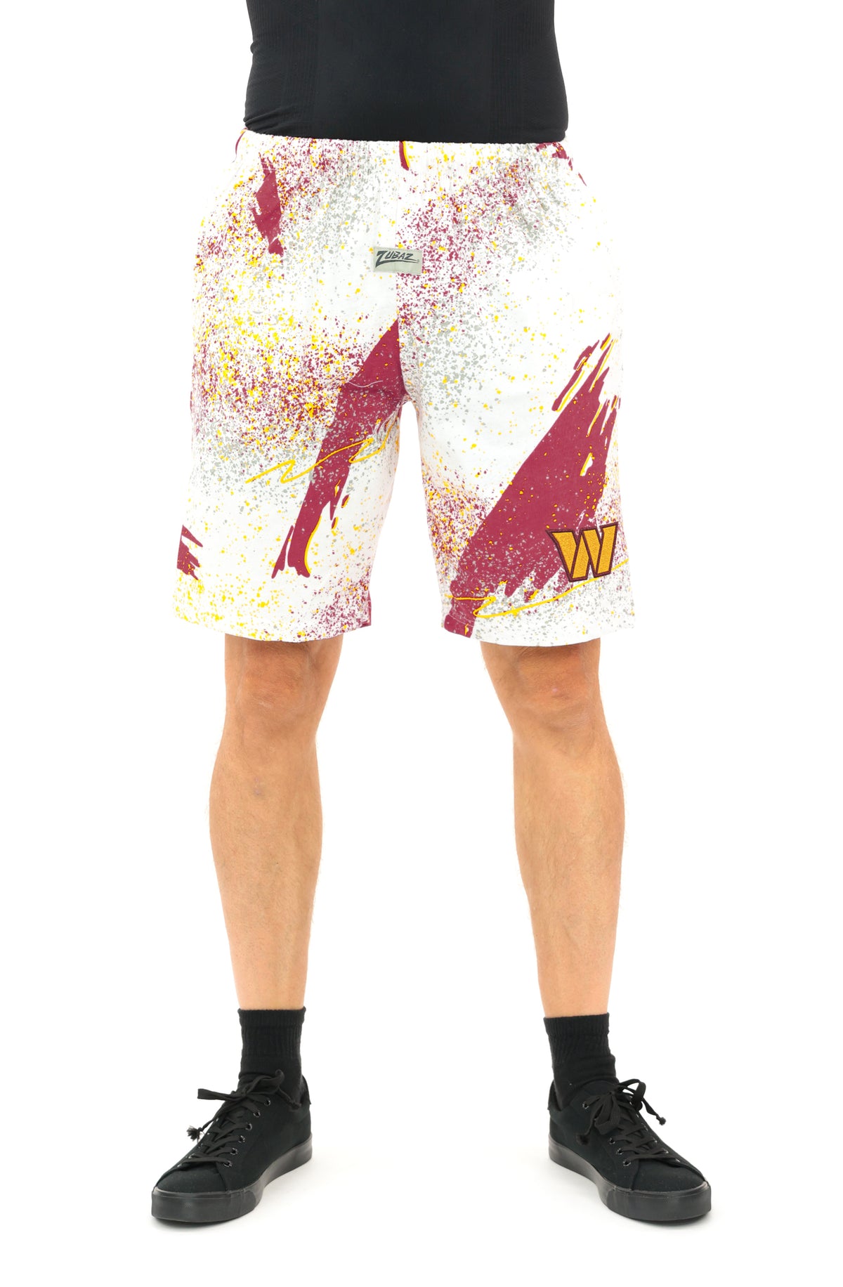 Zubaz NFL Adult Unisex Z88 Embroidered Confetti 3 Team Color Shorts, Washington Commanders