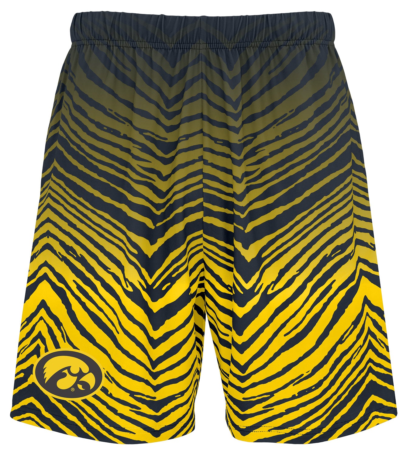 Zubaz NCAA Iowa Hawkeyes Men's 7-Inch Fade Primary Stacked Text Shorts