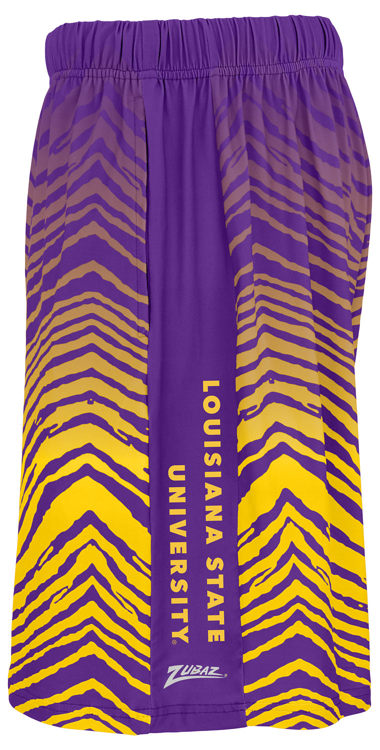 Zubaz NCAA LSU Tigers Men's 7-Inch Fade Primary Stacked Text Shorts