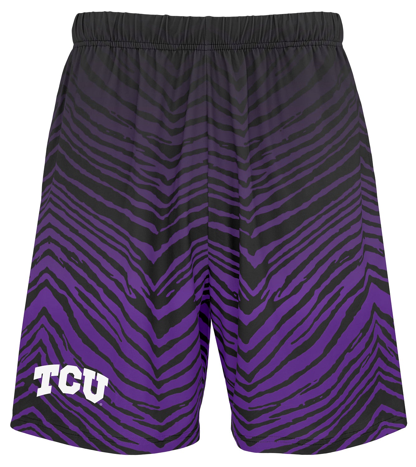 Zubaz NCAA TCU Horned Frogs Men's 7-Inch Fade Primary Stacked Text Shorts