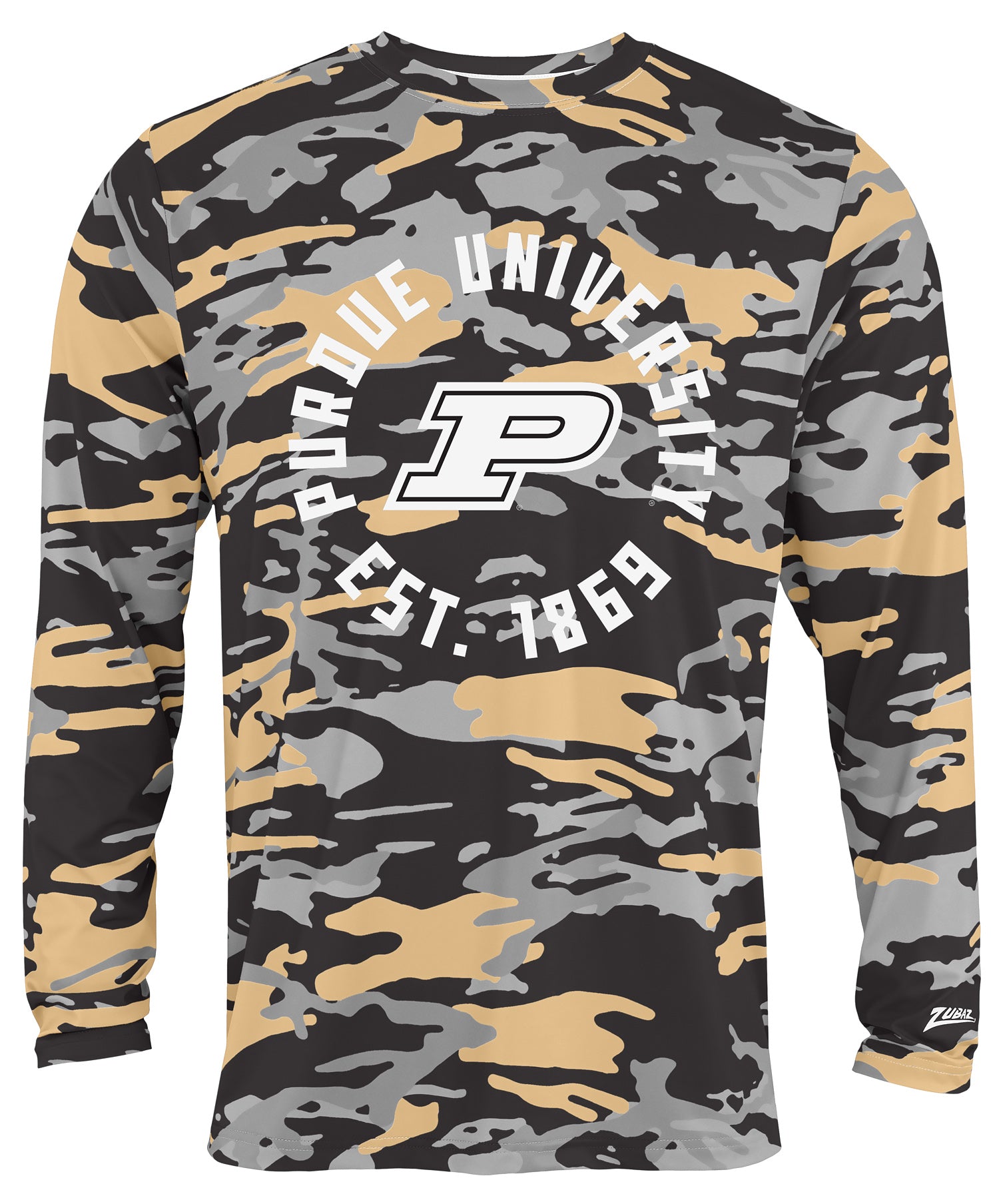 Zubaz NCAA Men's Alternate Camo Established Long Sleeve T-Shirt, Purdue Boilermakers