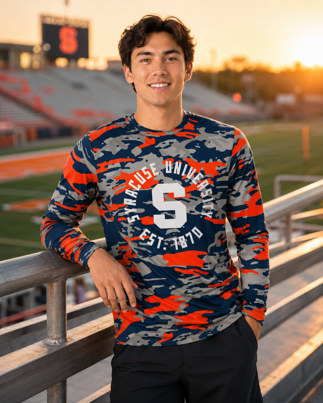 Zubaz NCAA Syracuse Orange Men's Alternate Camo Established Long-Sleeve T-Shirt
