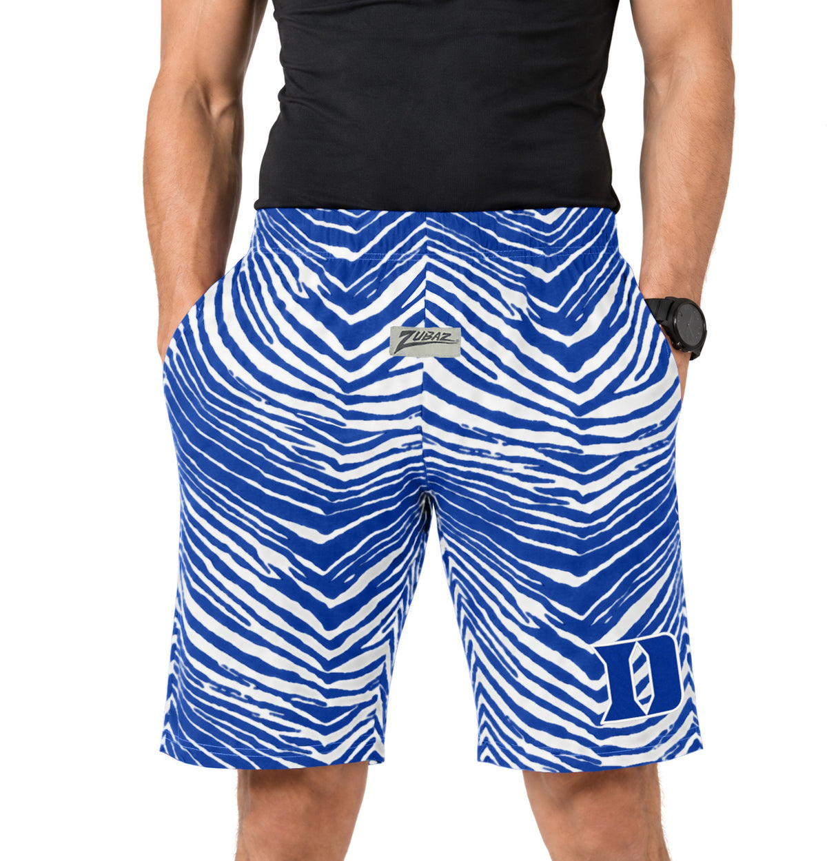 Zubaz NCAA Unisex Z88 Zebra Shorts - Duke Blue Devils