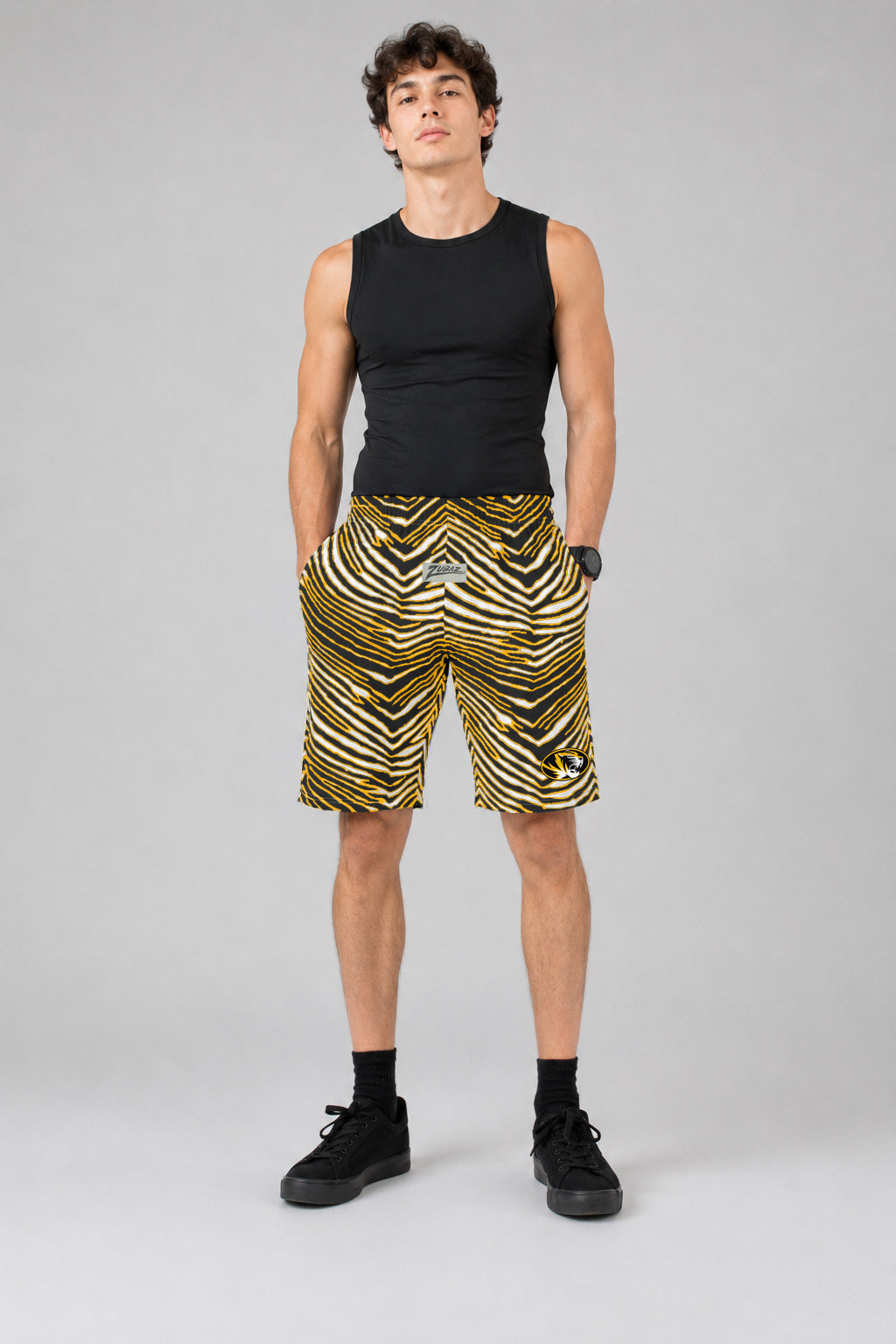 Zubaz NCAA Unisex Z88 Zebra Shorts - Missouri Tigers