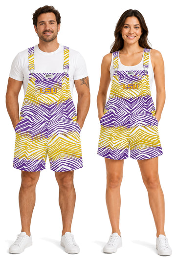 Zubaz NCAA LSU Tigers Adult Unisex Zebra Ombre Shortall