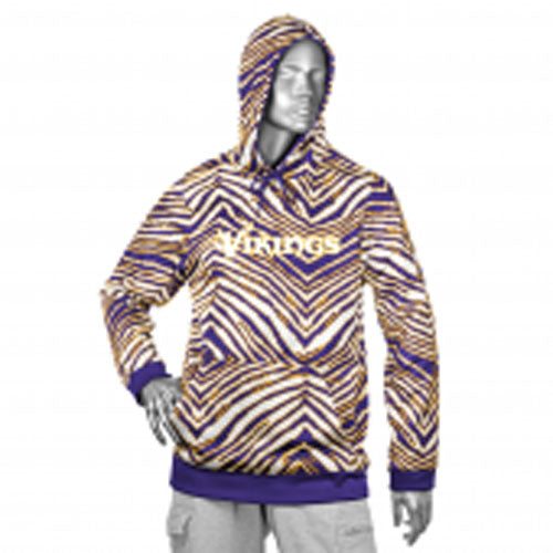 Zubaz NFL Football Men's Minnesota Vikings Zebra Print Touchdown Hoodie