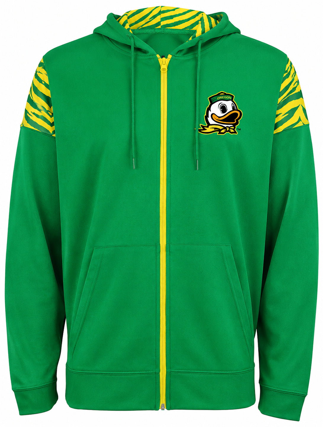Zubaz NCAA Oregon Ducks Men's 2 Color Zebra Bands and Hood-Liner Full-Zip Hoodie