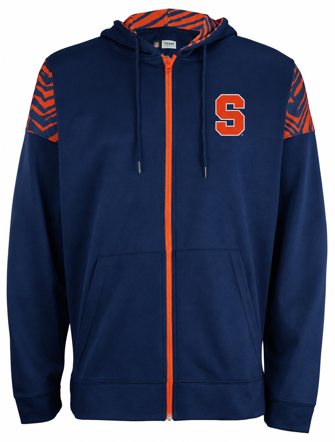 Zubaz NCAA Syracuse Orange Men's 2 Color Zebra Bands and Hood-Liner Full-Zip Hoodie