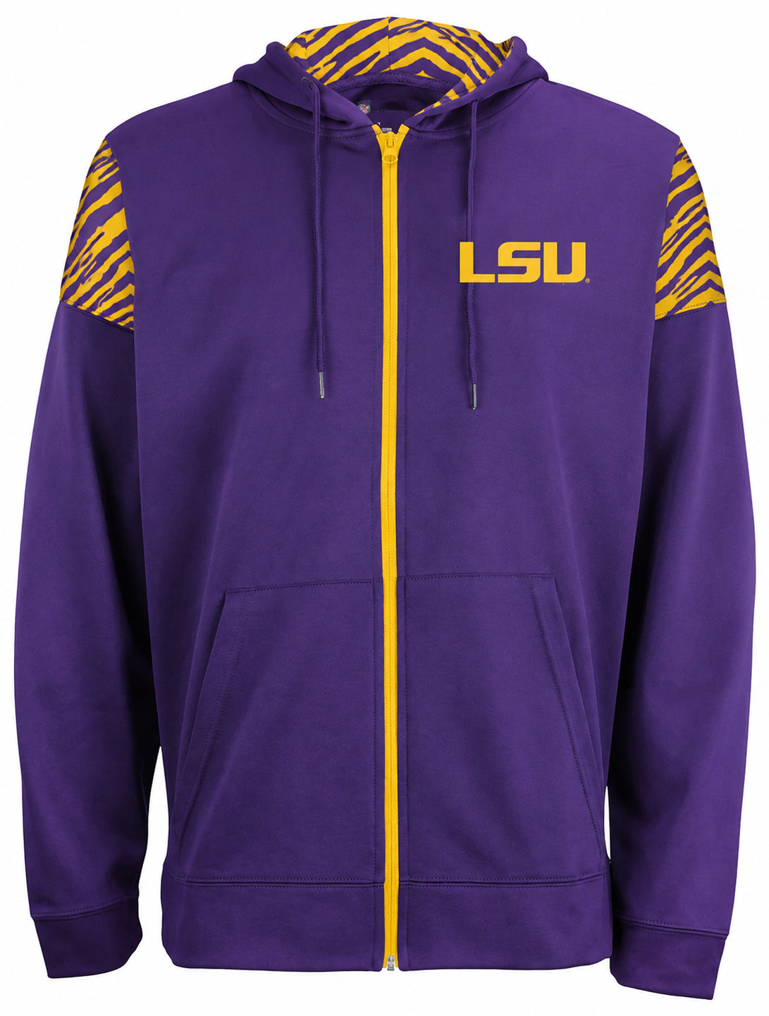 Zubaz NCAA LSU Tigers Men's 2 Color Zebra Bands and Hood-Liner Full-Zip Hoodie