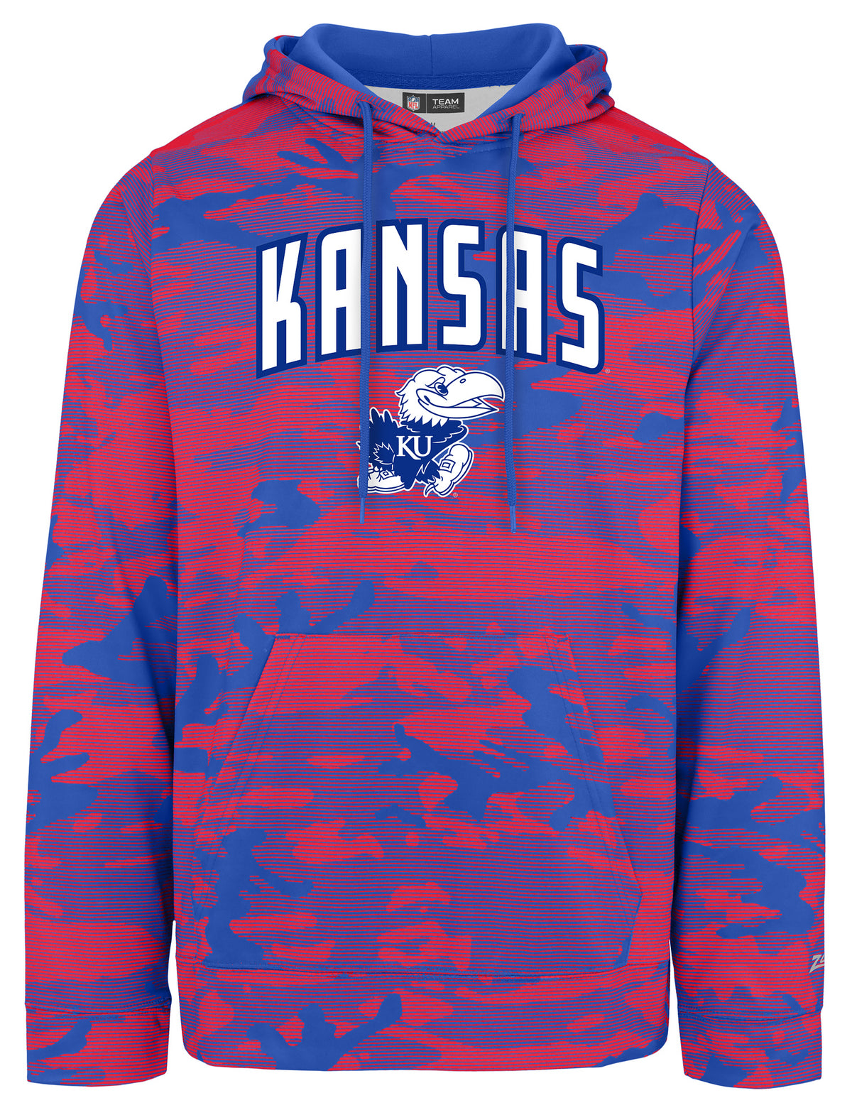 Zubaz NCAA Kansas Jayhawks Men's Arch All-Over Camo Hoodie