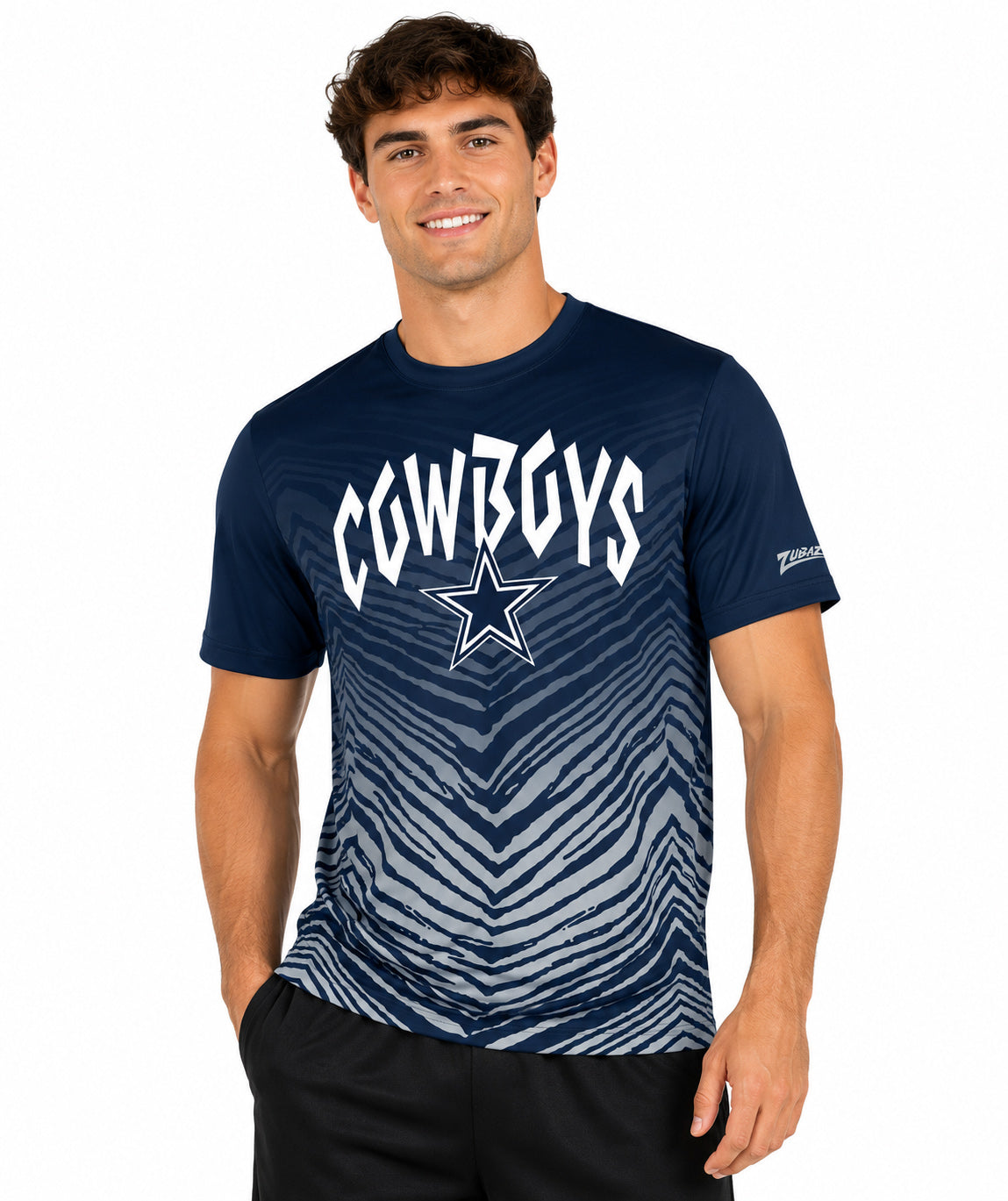 Zubaz NFL Dallas Cowboys Men's Team Color Zebra Fade Short-Sleeve T-Shirt