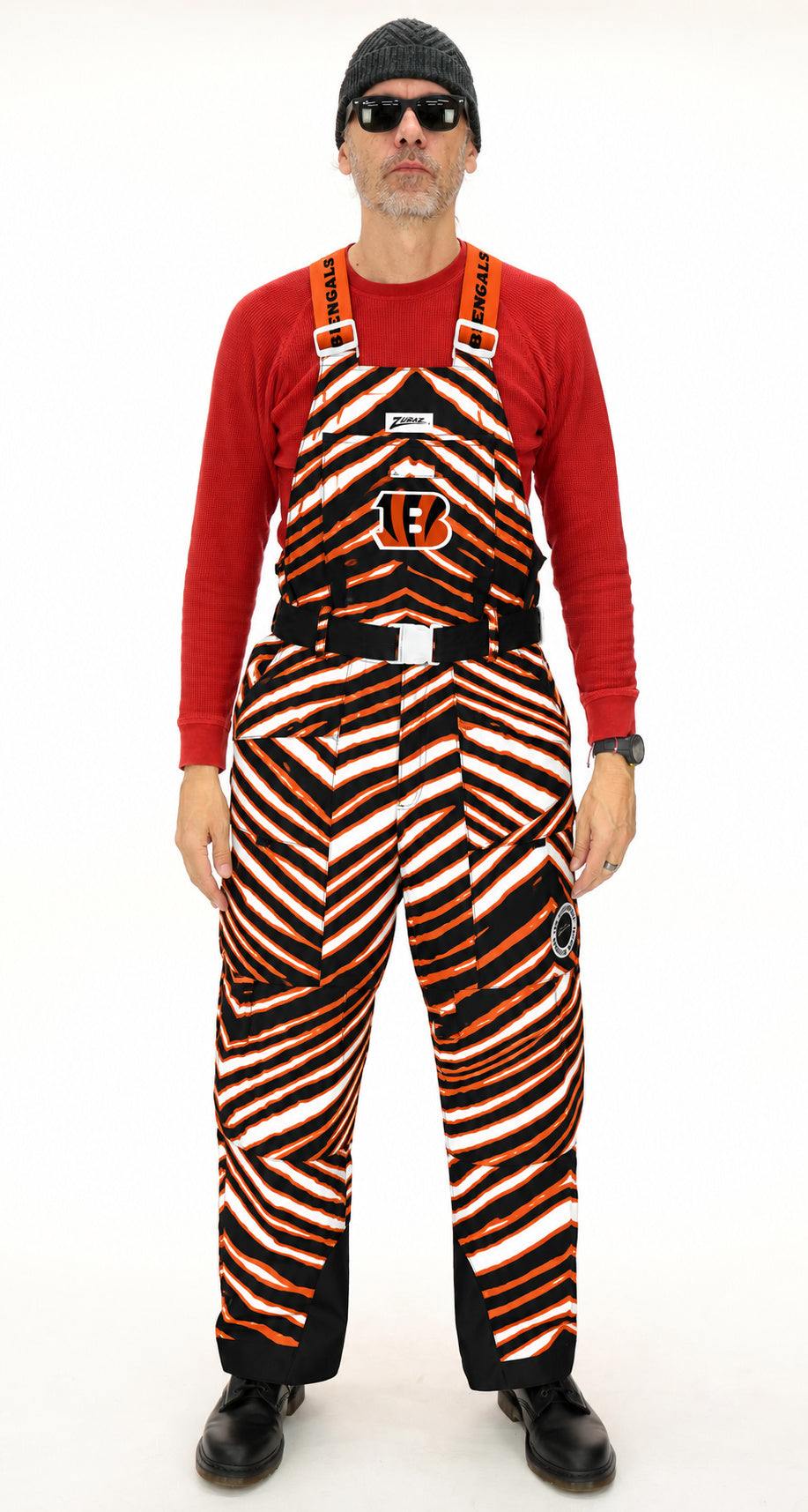 Zubaz NFL Cincinnati Bengals Adult Unisex Team Color Zebra Blizzard Snow Bib