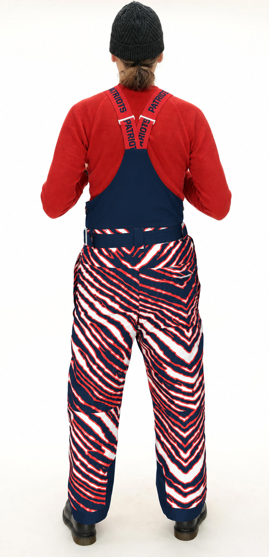 Zubaz NFL New England Patriots Adult Unisex Team Color Zebra Blizzard Snow Bib