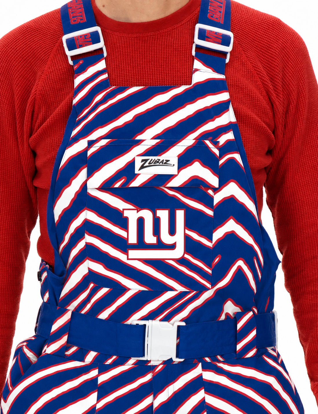 Zubaz NFL New York Giants Adult Unisex Team Color Zebra Blizzard Snow Bib