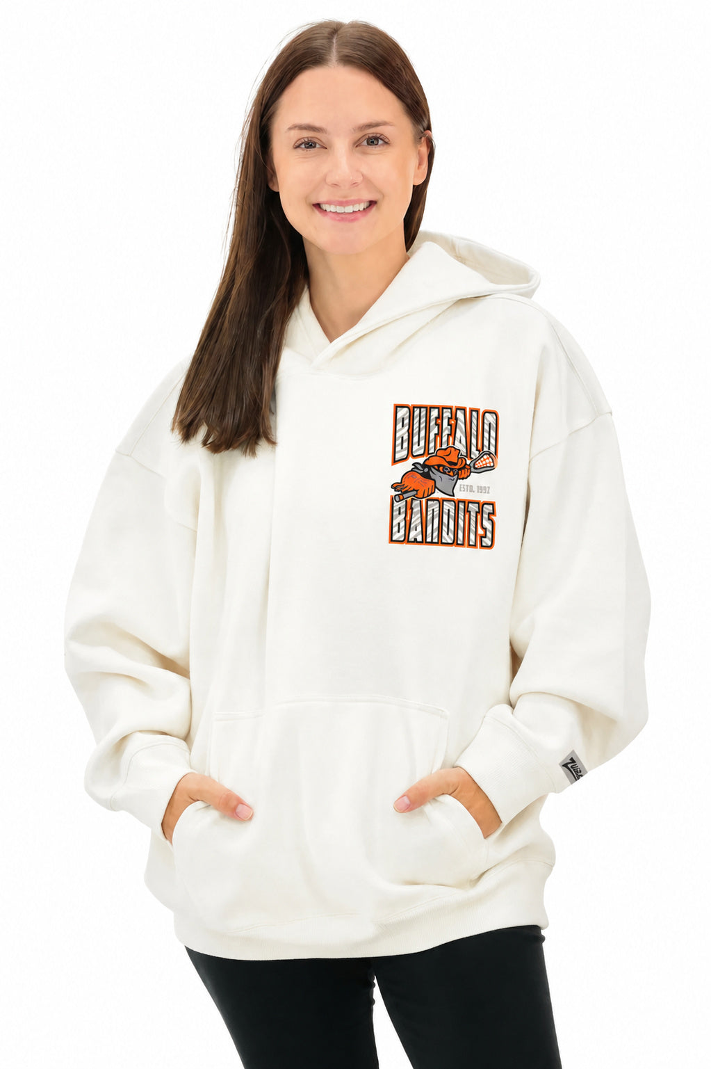 Zubaz NLL Buffalo Bandits Adult Unisex 2 Color Zebra 90s Vintage Helmet Hoodie