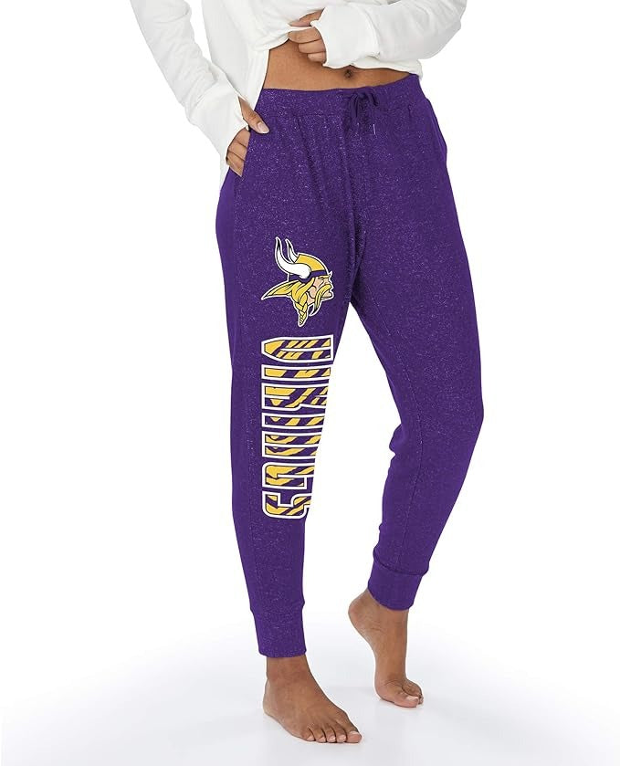 Zubaz NFL Minnesota Vikings Women's Team Color Upright Marled Soft Joggers