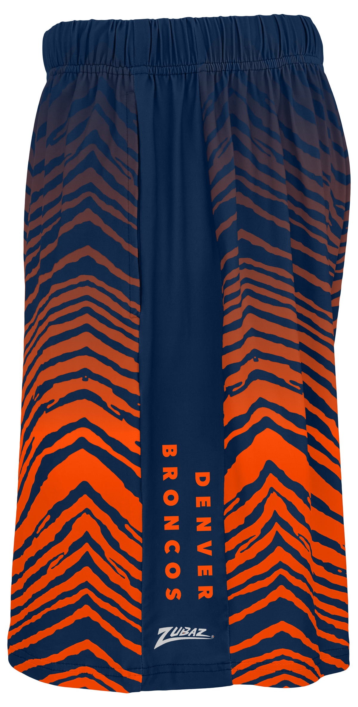 Zubaz NFL Men's 7in Fade Primary Stacked Text Shorts, Denver Broncos