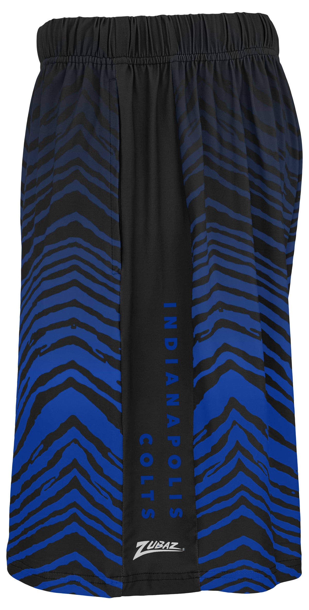 Zubaz NFL Men's 7in Fade Primary Stacked Text Shorts, Indianapolis Colts