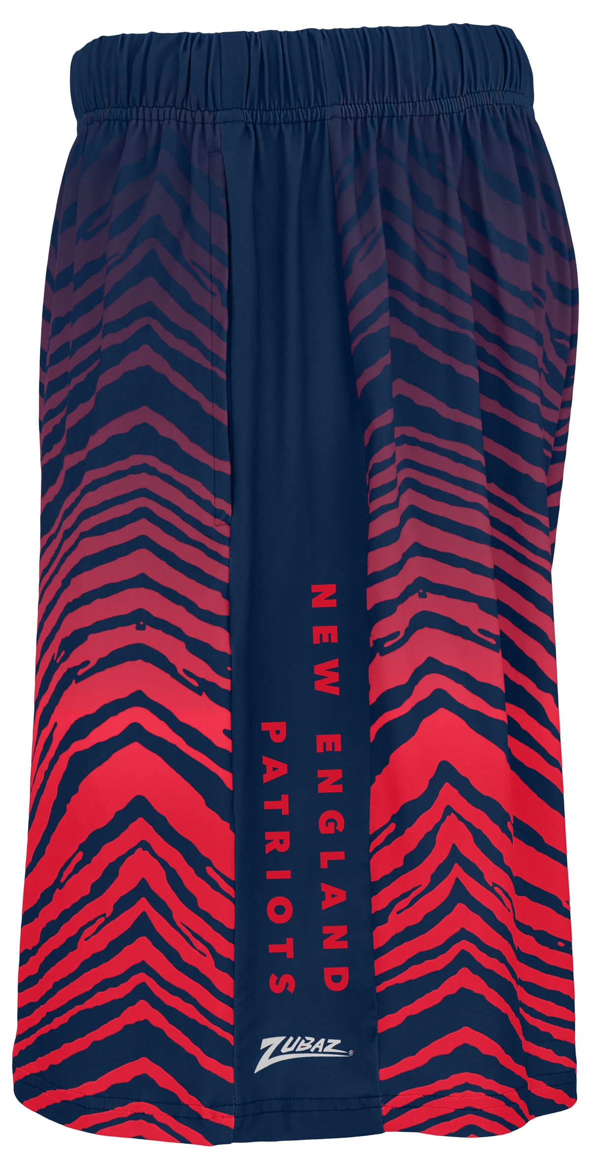 Zubaz NFL Men's 7in Fade Primary Stacked Text Shorts, New England Patriots