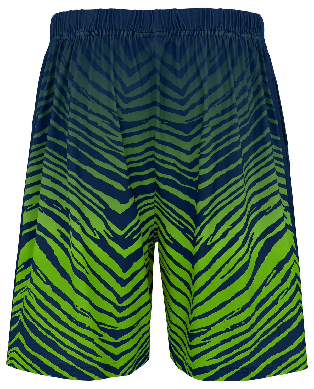 Zubaz NFL Men's 7in Fade Primary Stacked Text Shorts, Seattle Seahawks