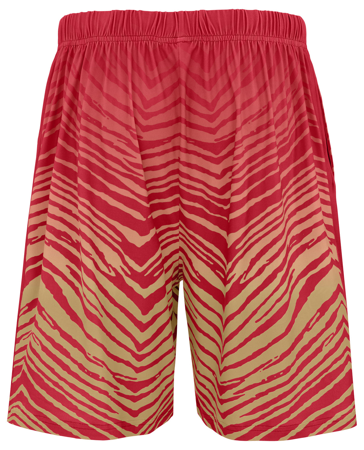 Zubaz NFL Men's 7in Fade Primary Stacked Text Shorts, San Francisco 49ers