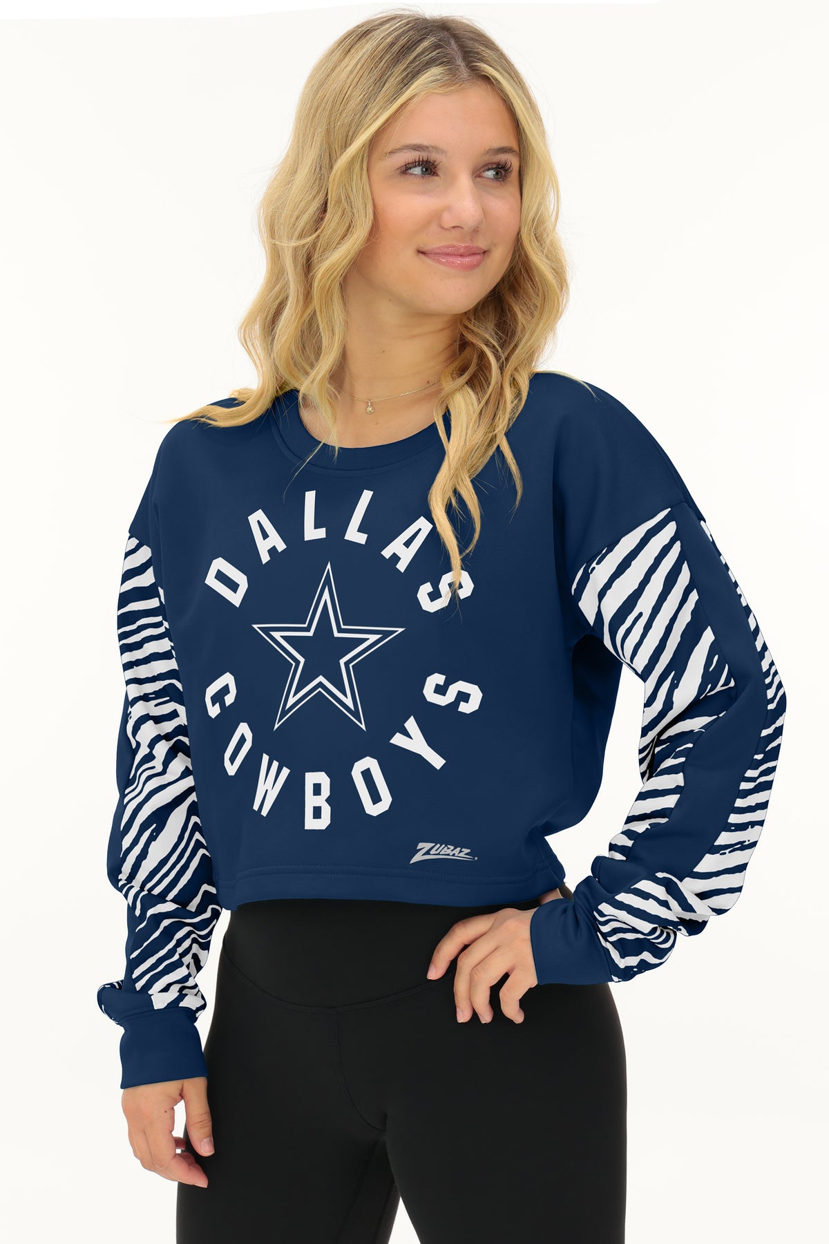 Zubaz NFL Dallas Cowboys Women's 2 Color Zebra Overtime Crop Top Crewneck - view 1