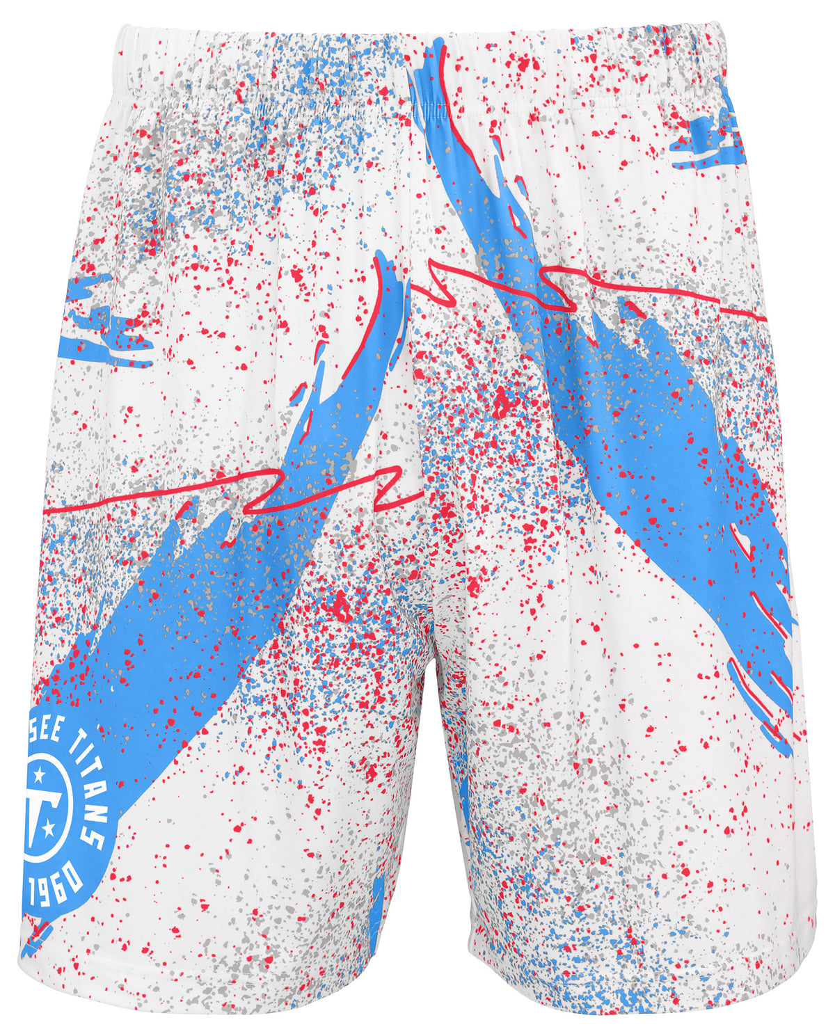 Zubaz NFL Men's 7in Confetti Overtime Block Text Shorts, Tennessee Titans