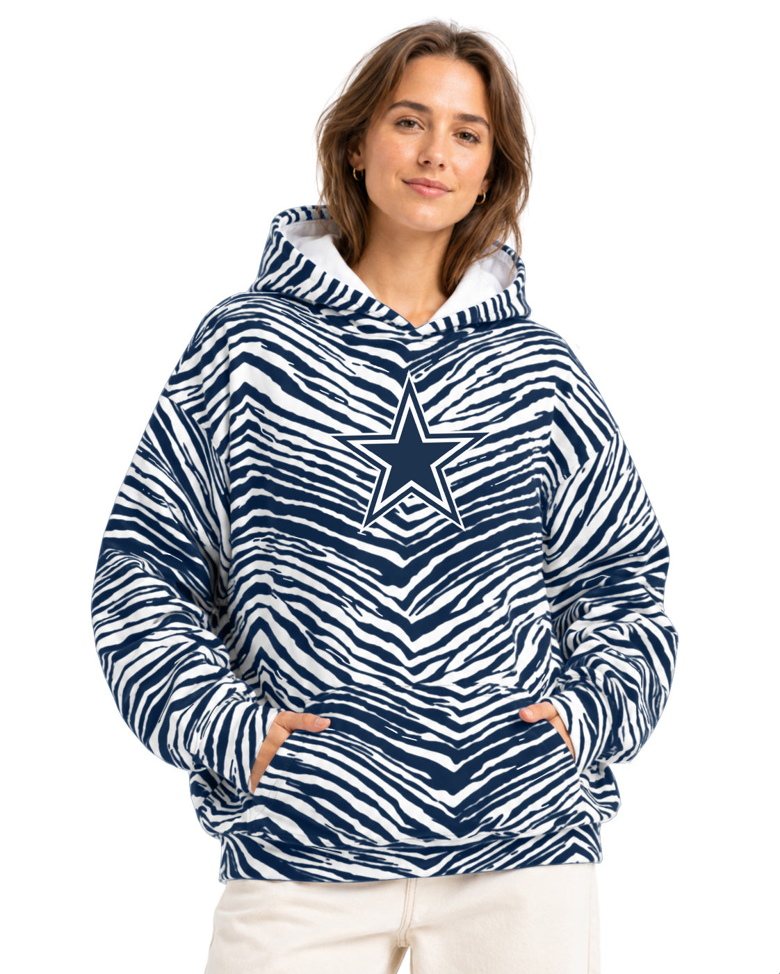Zubaz NFL Men's & Women's 90s Zebra Mono Hoodie, Dallas Cowboys