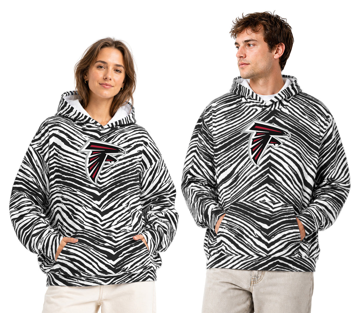 Zubaz NFL Men's & Women's 90s Zebra Mono Hoodie, Atlanta Falcons