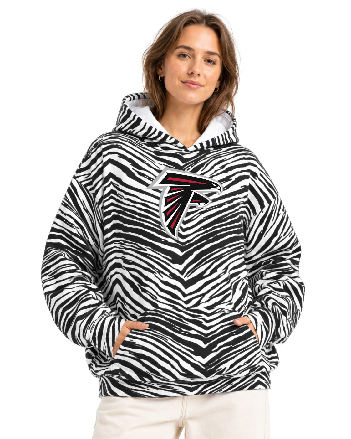 Zubaz NFL Men's & Women's 90s Zebra Mono Hoodie, Atlanta Falcons