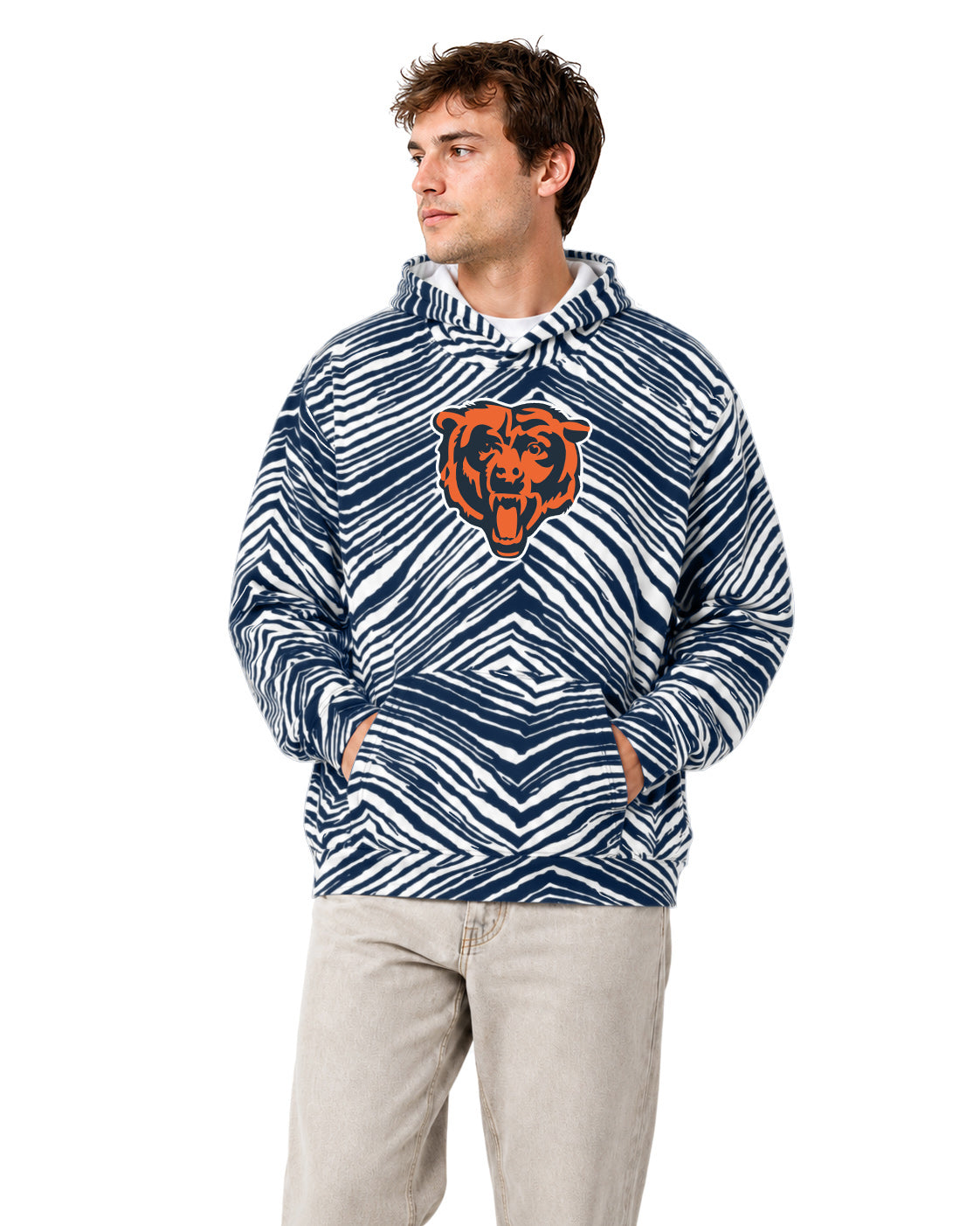 Zubaz NFL Men's & Women's 90s Zebra Mono Hoodie, Chicago Bears