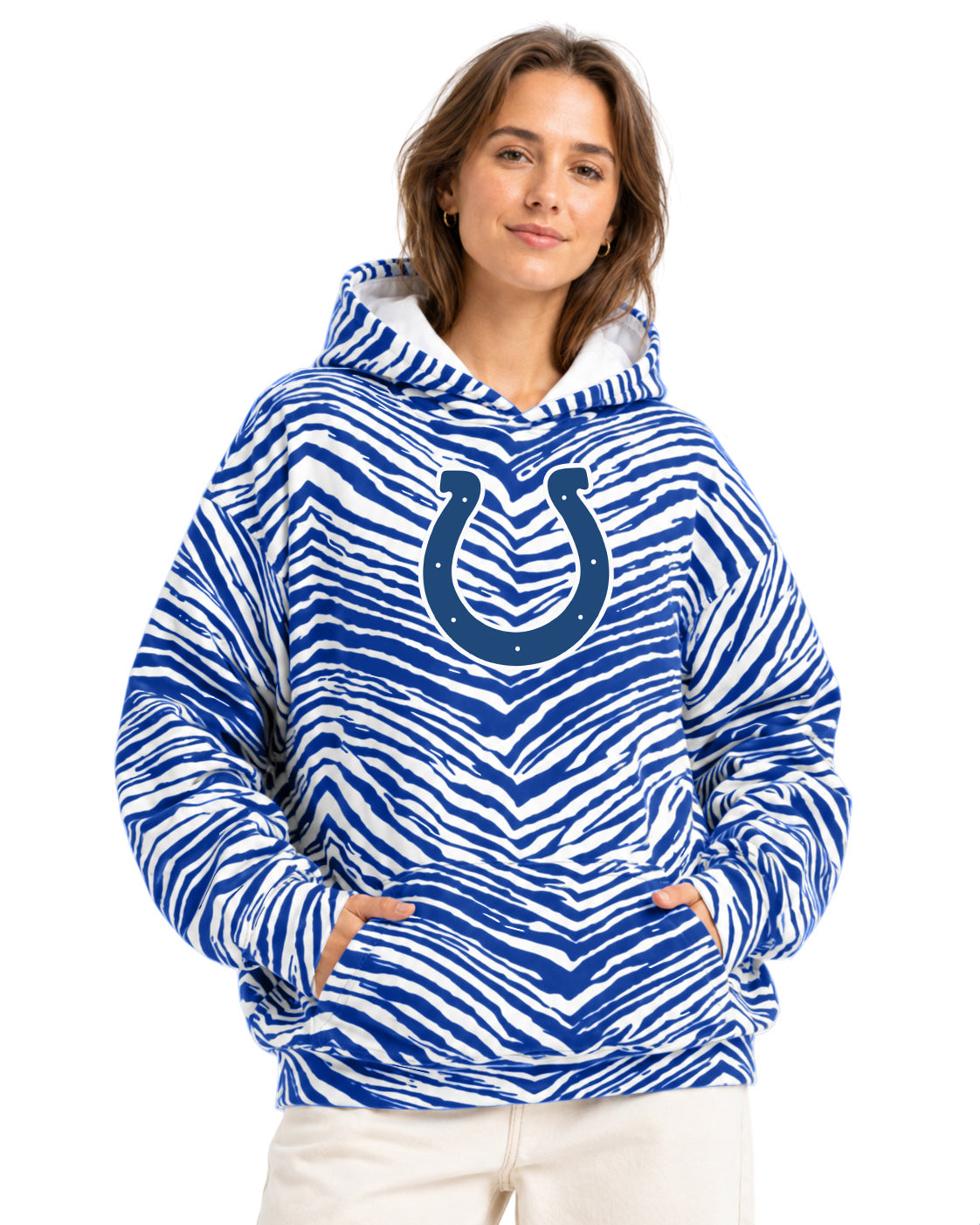 Zubaz NFL Men's & Women's 90s Zebra Mono Hoodie, Indianapolis Colts