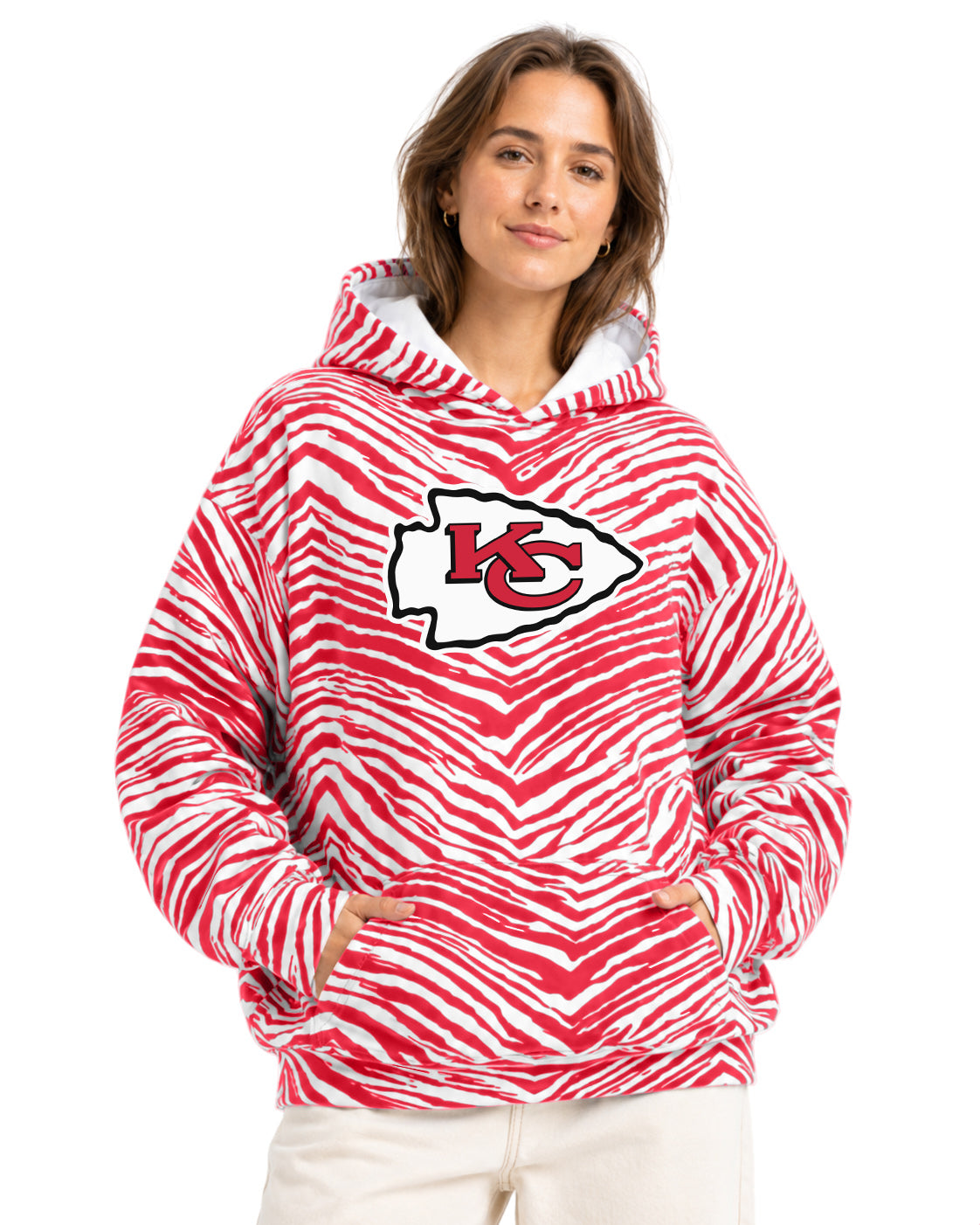 Zubaz NFL Men's & Women's 90s Zebra Mono Hoodie, Kansas City Chiefs