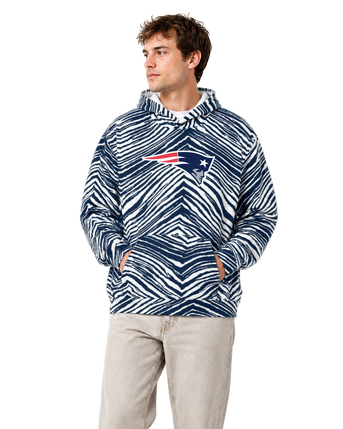 Zubaz NFL Men's & Women's 90s Zebra Mono Hoodie, New England Patriots
