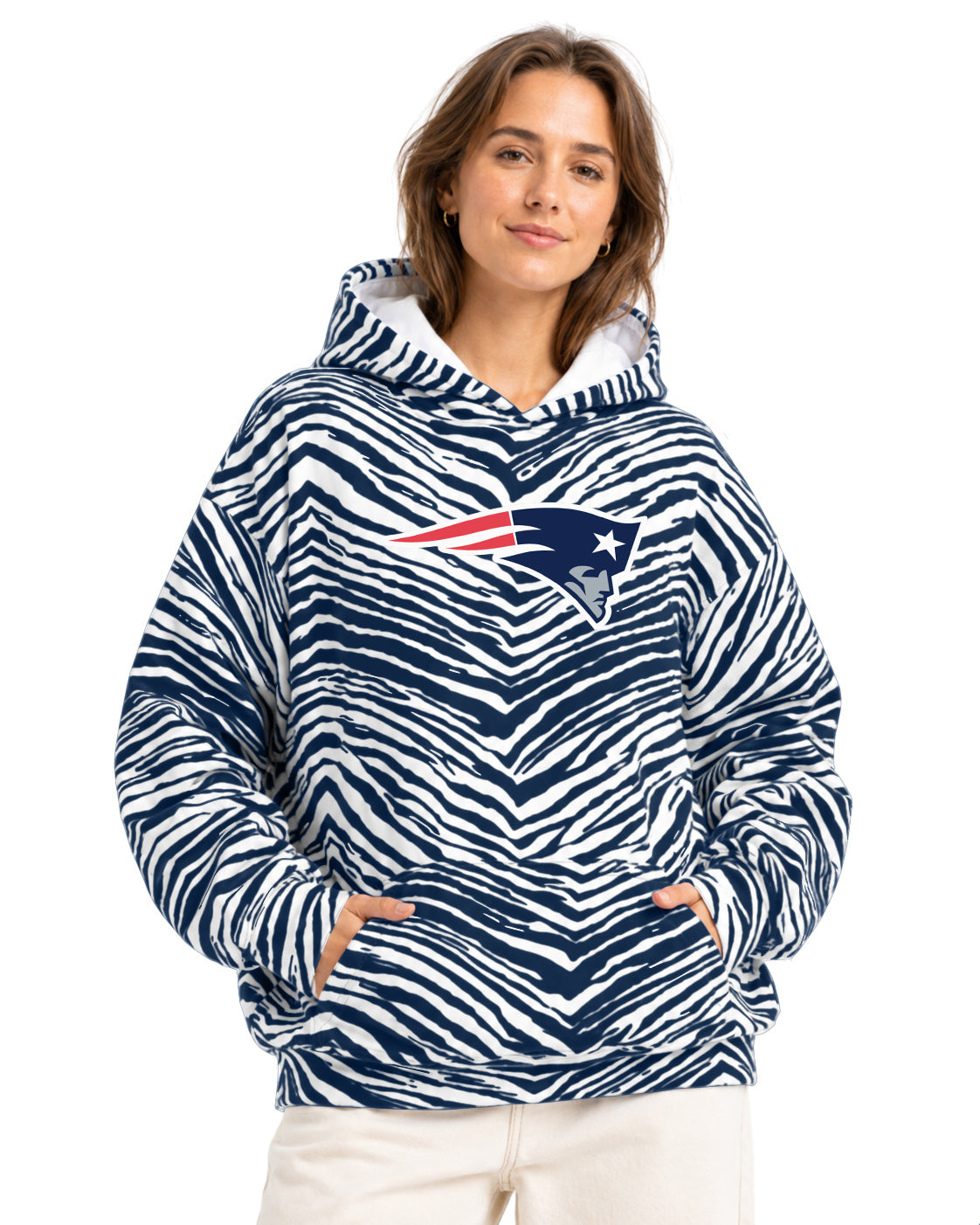 Zubaz NFL Men's & Women's 90s Zebra Mono Hoodie, New England Patriots