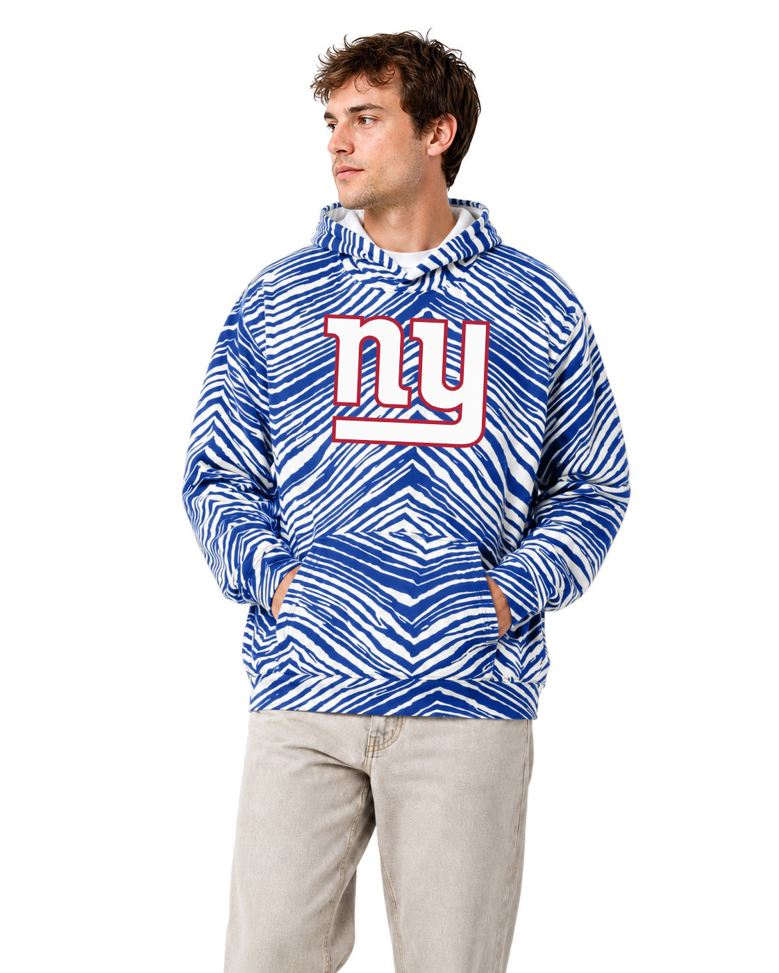 Zubaz NFL Men's & Women's 90s Zebra Mono Hoodie, New York Giants
