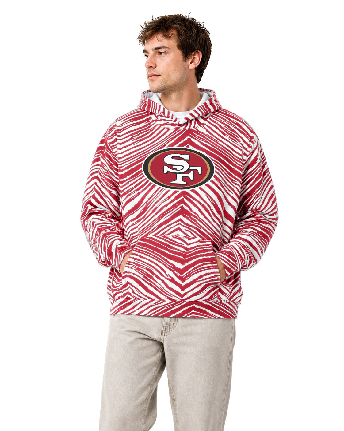 Zubaz NFL Men's & Women's 90s Zebra Mono Hoodie, San Francisco 49ers