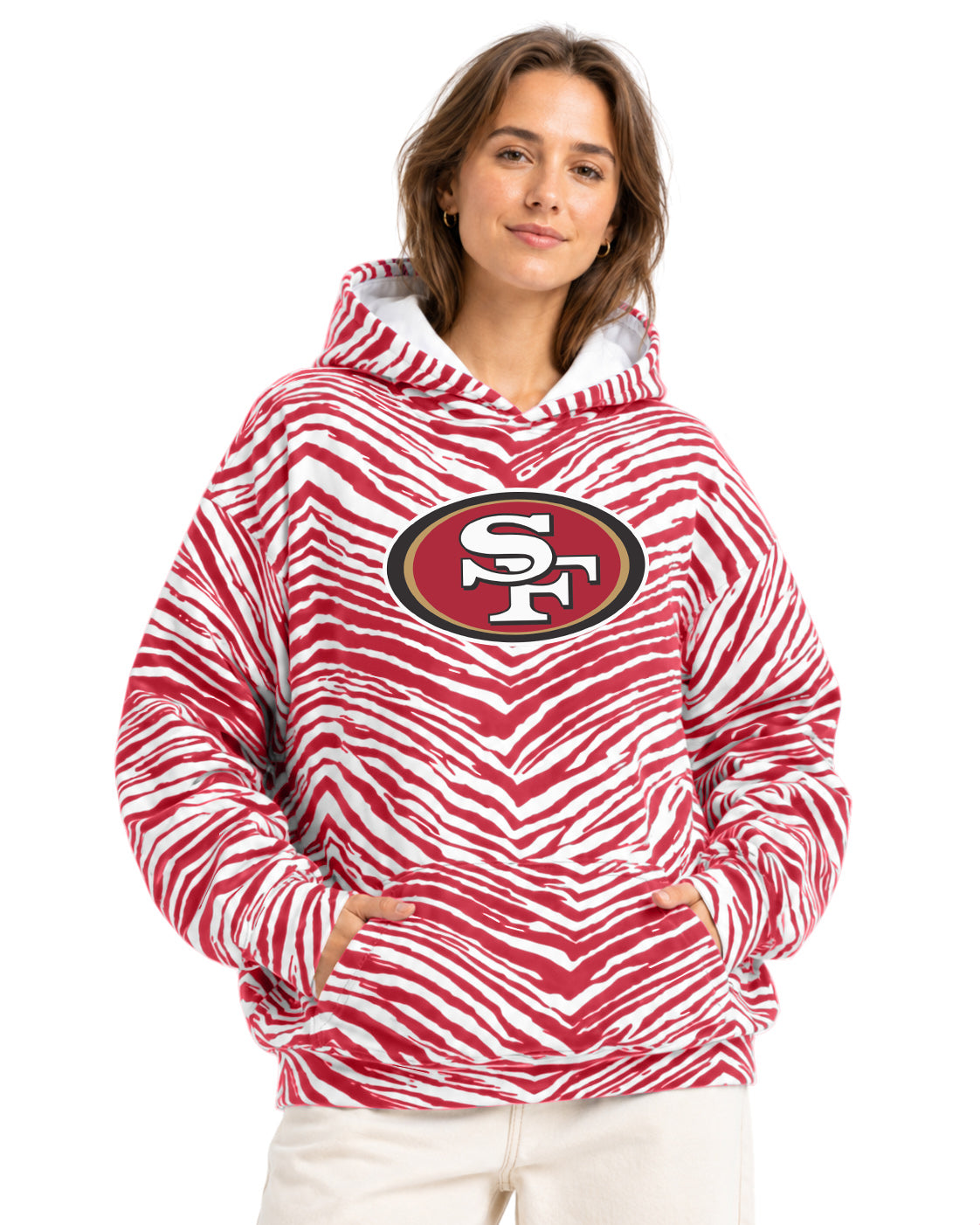 Zubaz NFL Men's & Women's 90s Zebra Mono Hoodie, San Francisco 49ers