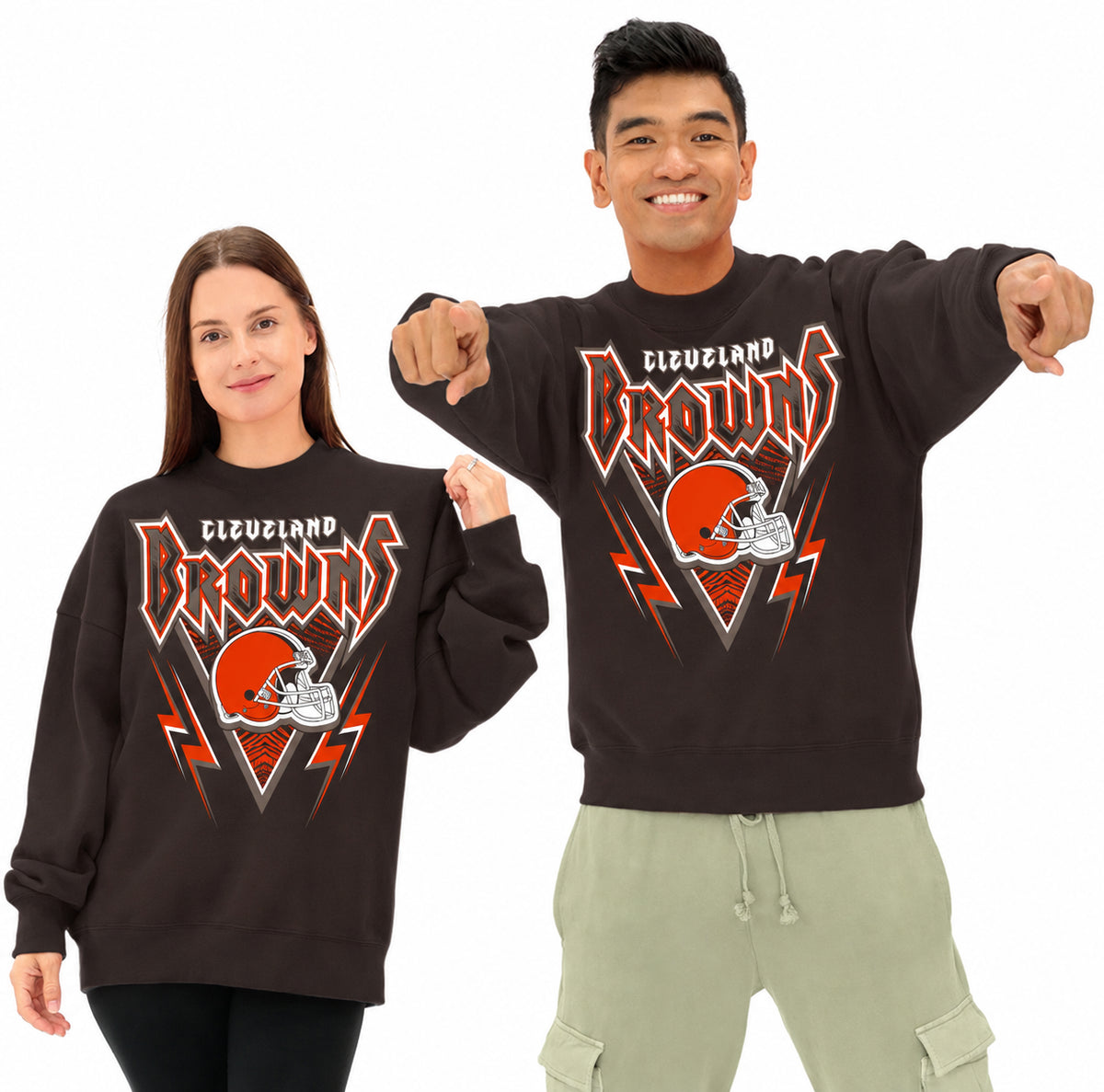 Zubaz NFL Men's & Women's 90s Heavy Metal Crew, Cleveland Browns