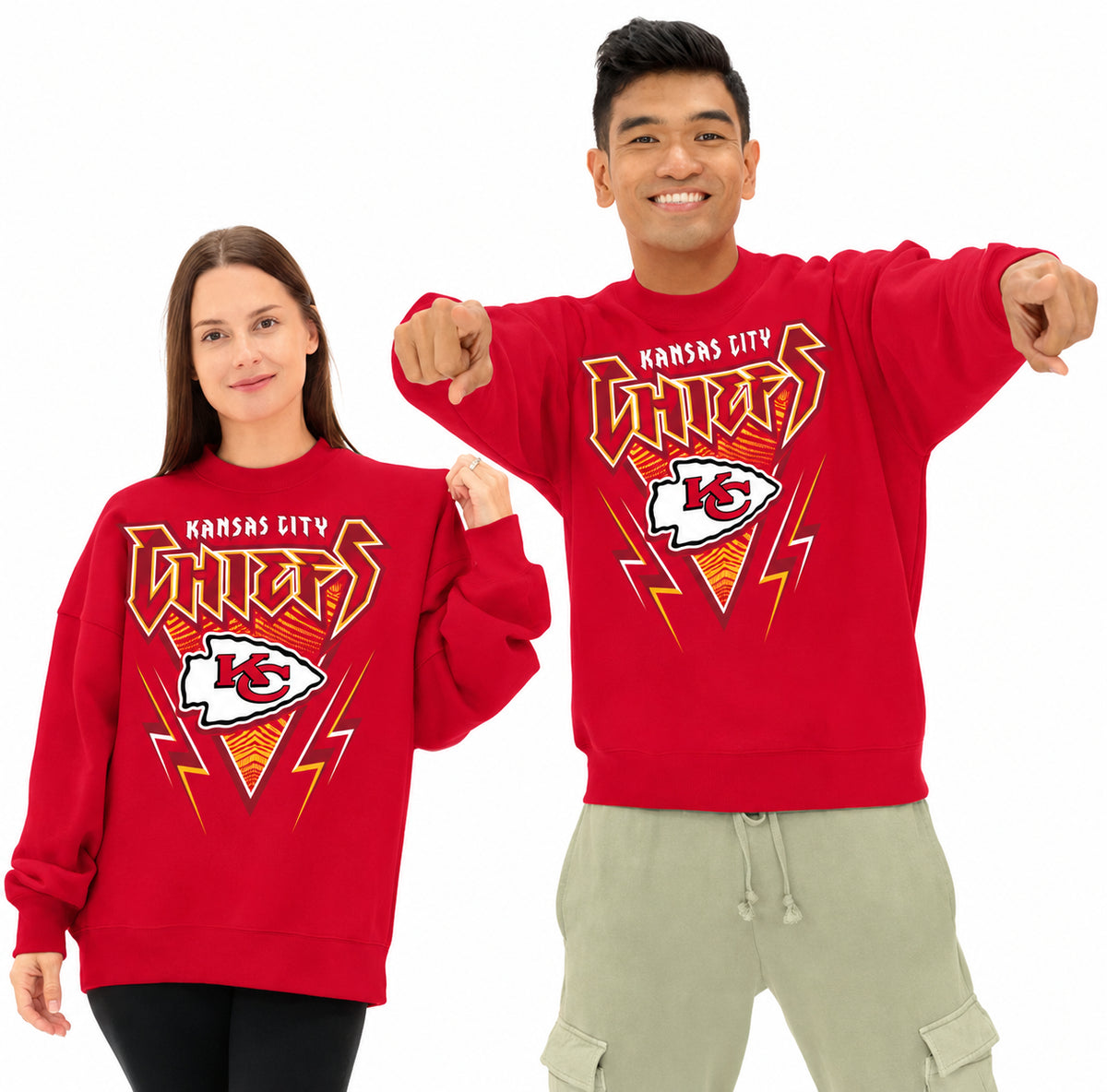 Zubaz NFL Men's & Women's 90s Heavy Metal Crew, Kansas City Chiefs