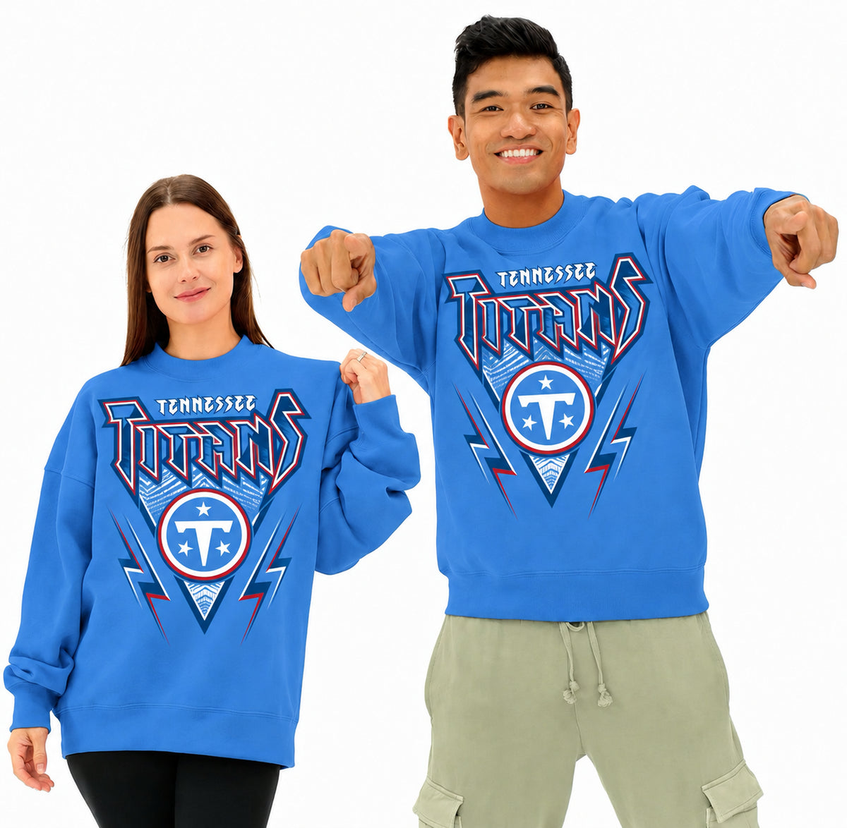 Zubaz NFL Men's & Women's 90s Heavy Metal Crew, Tennessee Titans