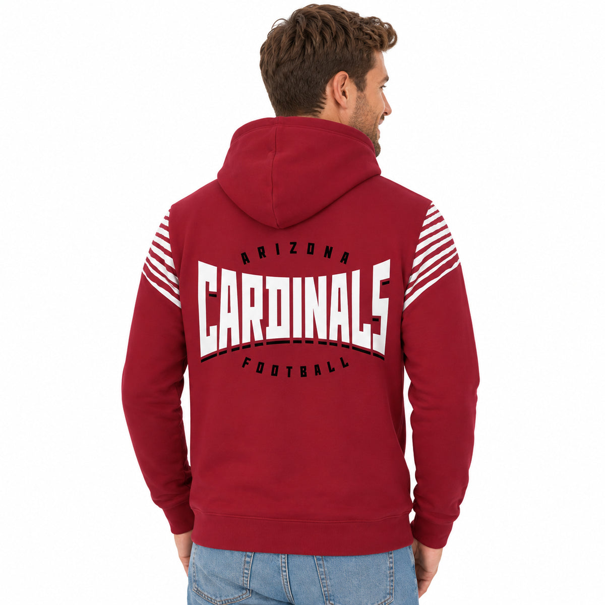 Zubaz NFL Arizona Cardinals Men's 3 Color Zebra Bands and Hood-Liner Play Action Full-Zip Hoodie