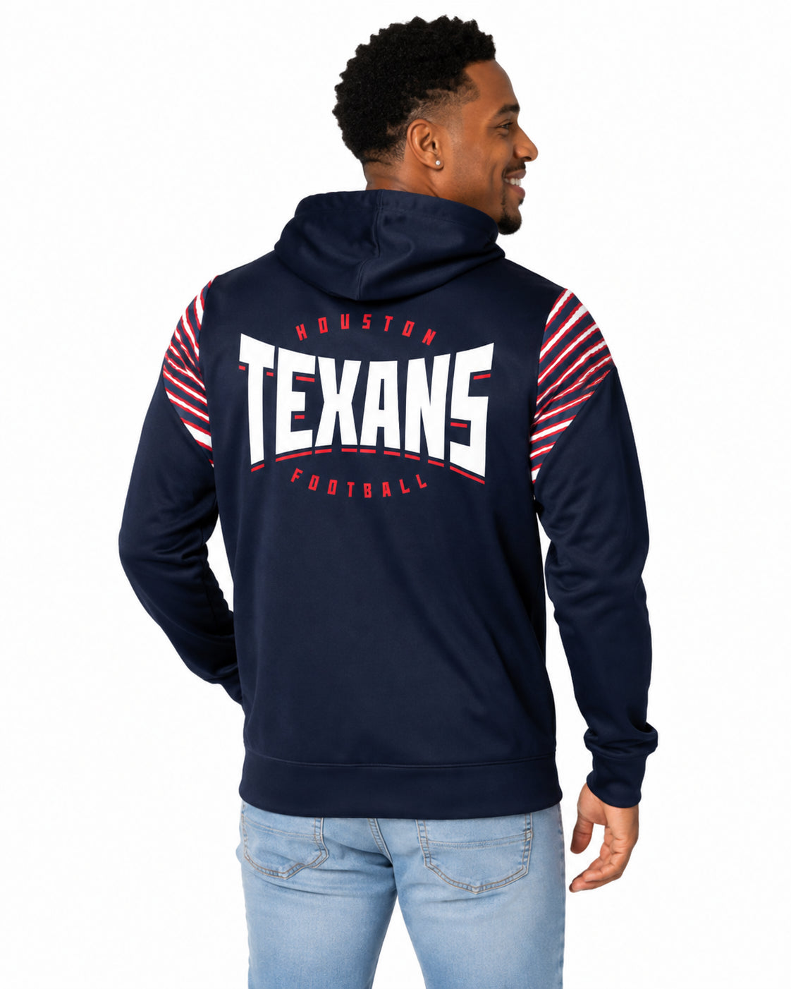 Zubaz NFL Houston Texans Men's 3 Color Zebra Bands and Hood-Liner Play Action Full-Zip Hoodie