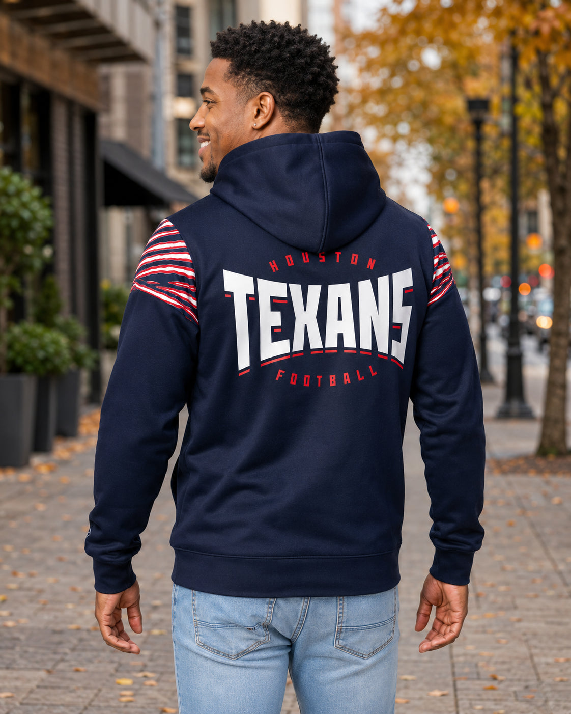 Zubaz NFL Houston Texans Men's 3 Color Zebra Bands and Hood-Liner Play Action Full-Zip Hoodie